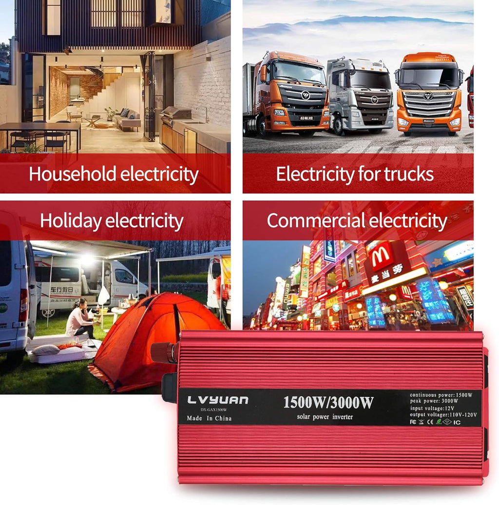 1500W Power Inverter Dual AC Outlets Dual USB DC 24V to 110V AC Car Inverter with Digital Display Z1953