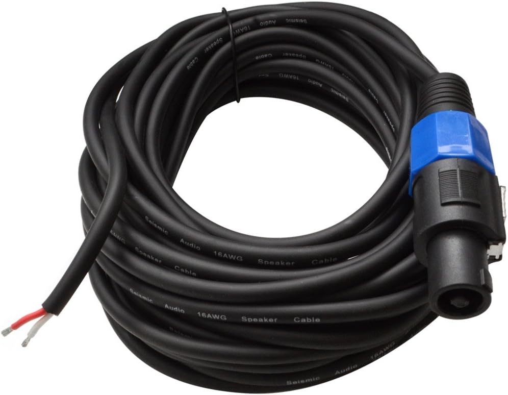 50 Foot Raw Wire to Speakon Speaker Cable 16 Guage Pack of 2 E545406