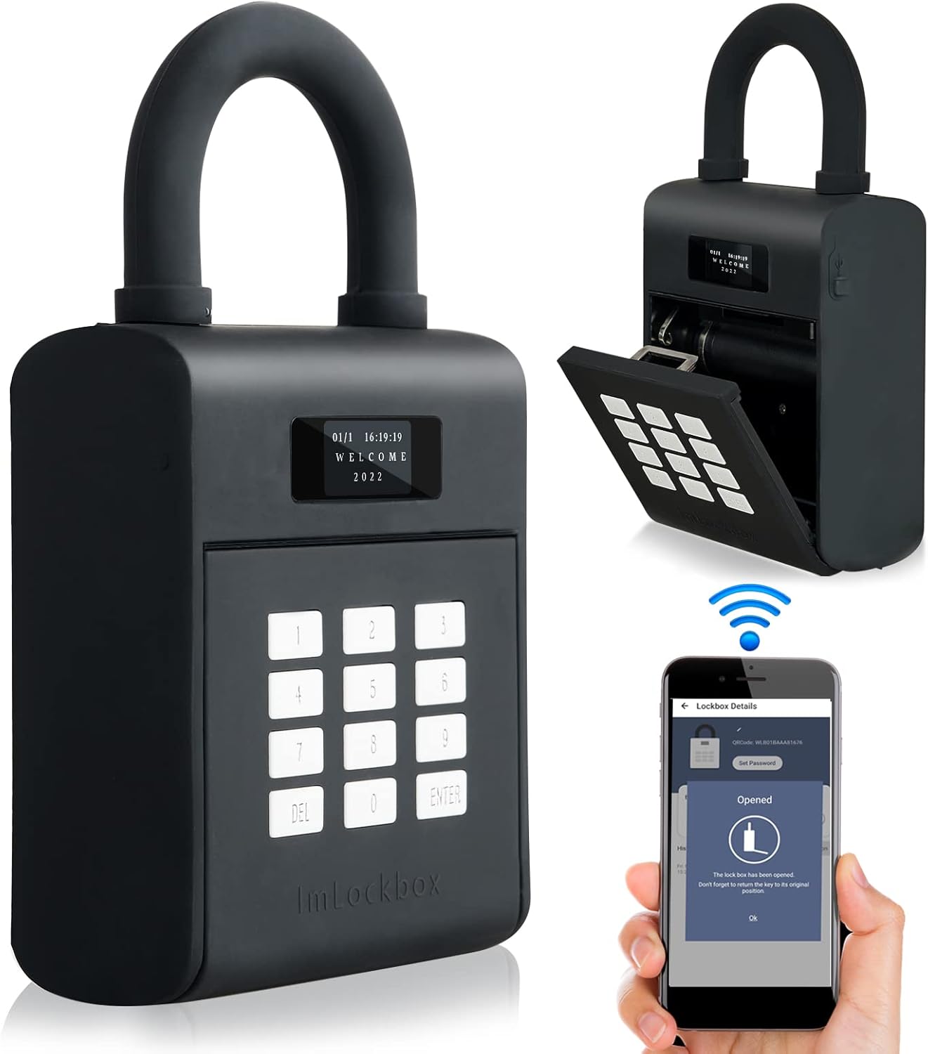 Black Bluetooth Smart Security Lock Box V3656
