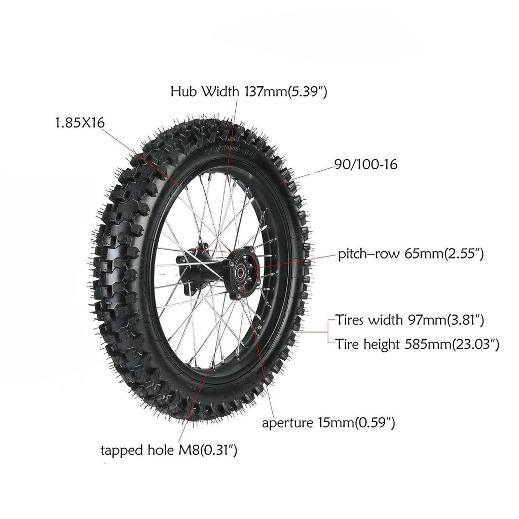 16" 90/100-16 Rear Wheel Tire Rim + 428 37T Sprocket for 110cc 125cc 140cc 150cc Dirt Bike P2033