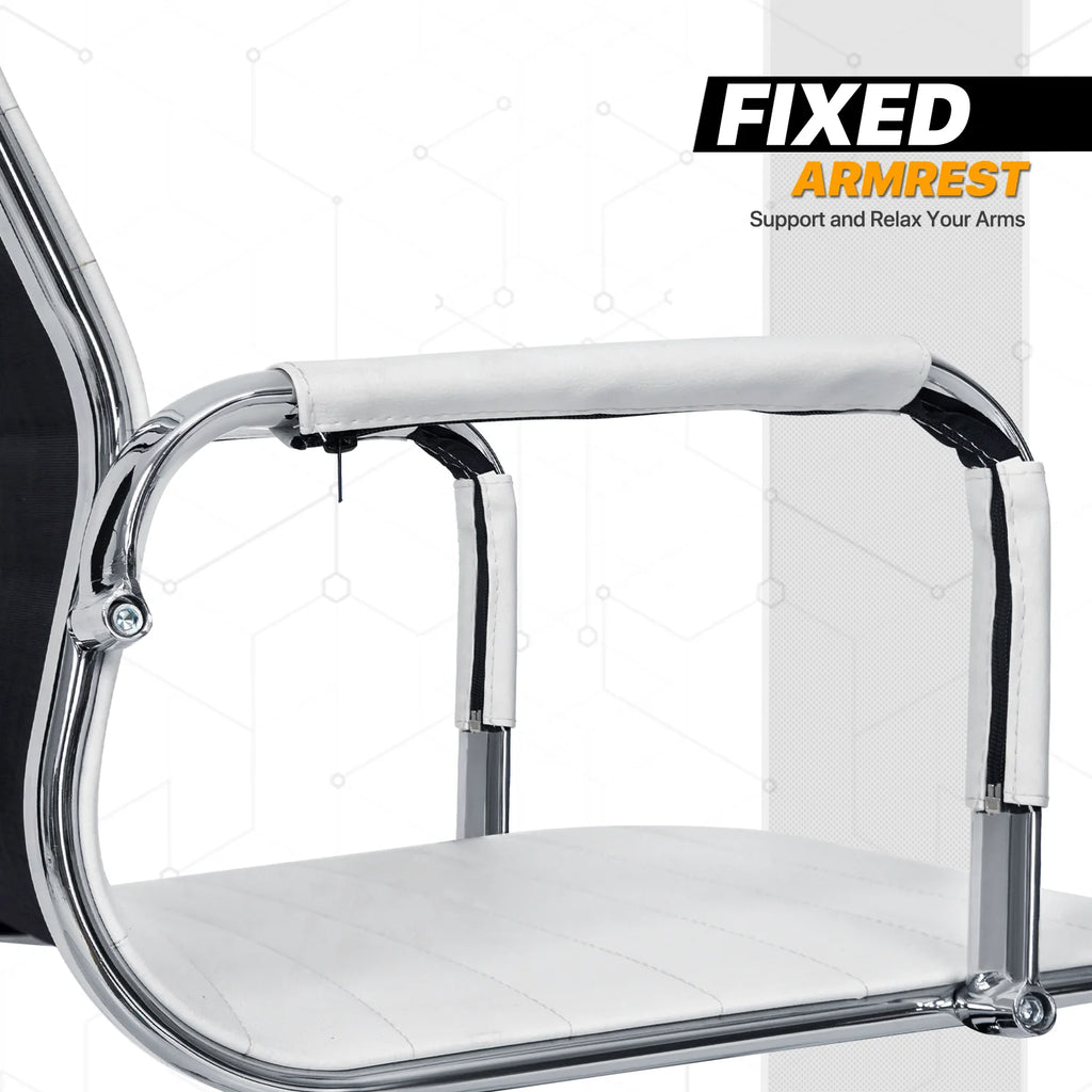 White PU Leather Mid Back Office Chair A54729