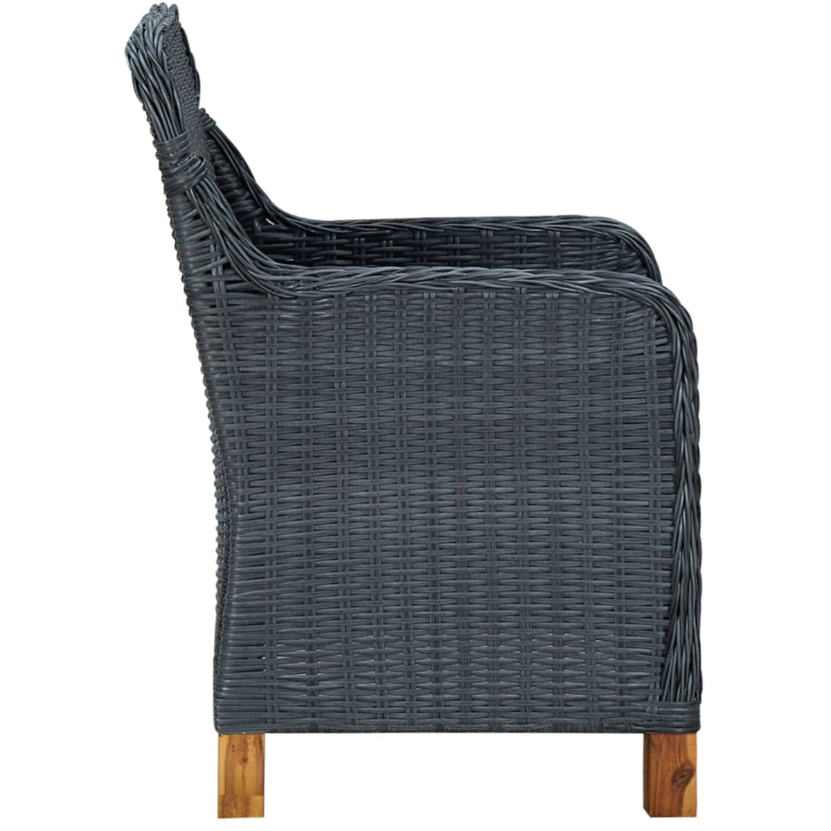 2 pcs Poly Rattan Patio Chairs with Cushions Dark Gray X3344