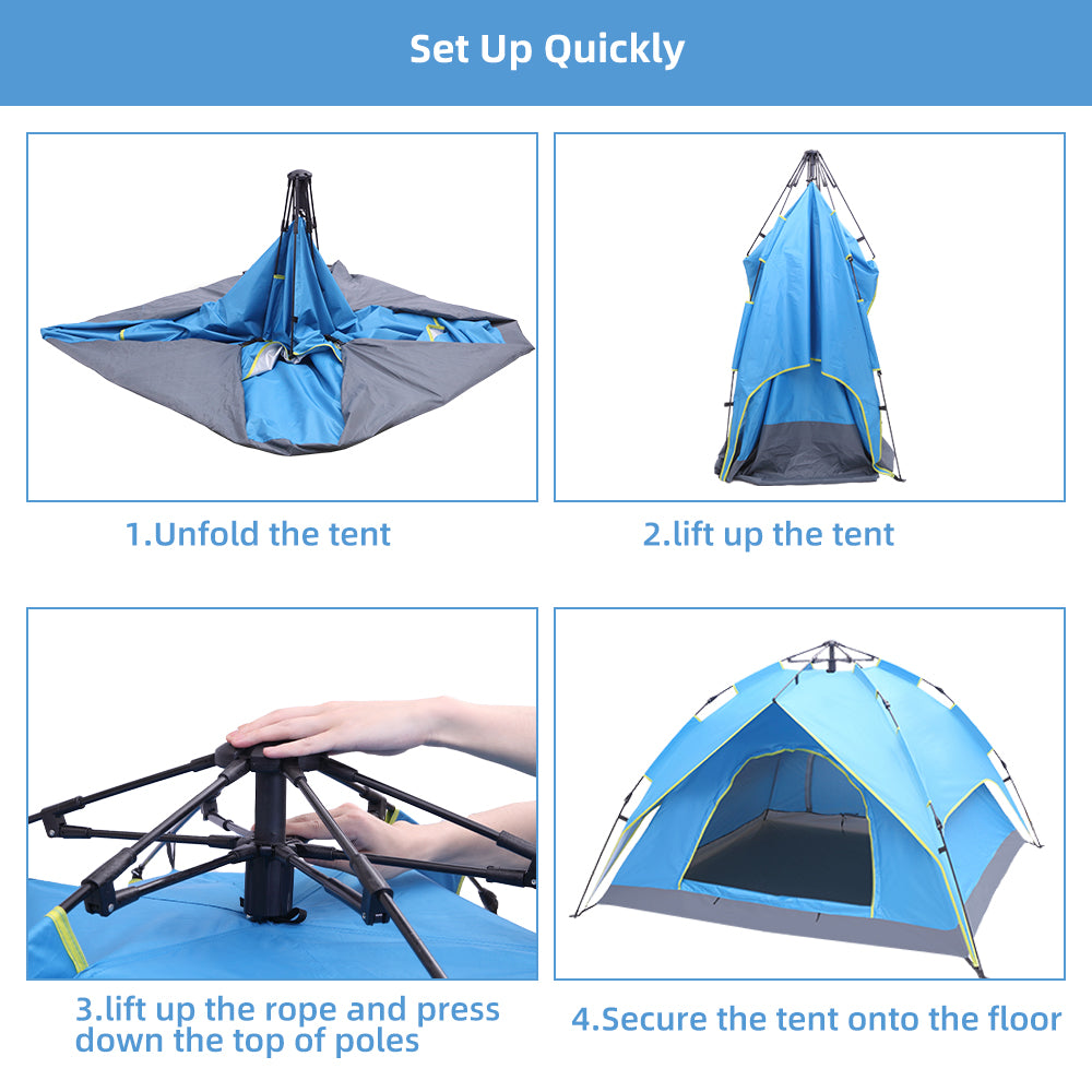Waterproof Instant Pop Up Double-Deck Tow-Door Camping Tent M787