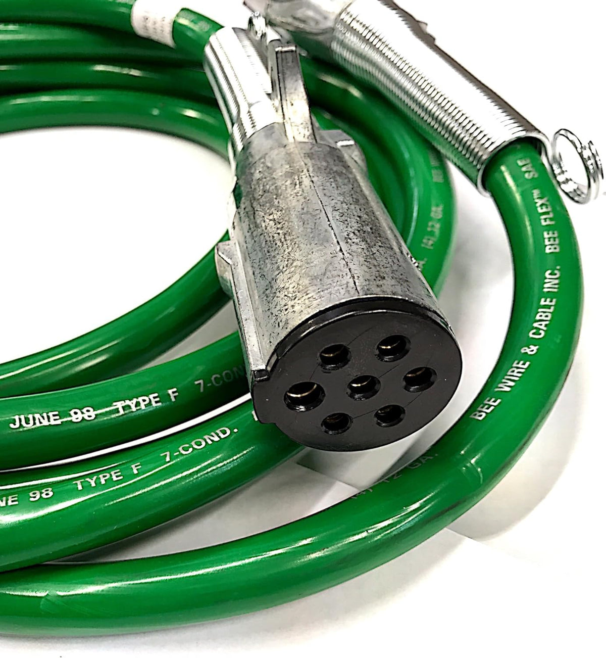 12 FT 7 Way Plug ABS Straight Cable Assembly Green Pack of 2 U3582