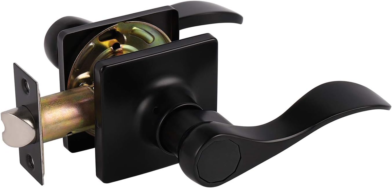 Black Keyless Privacy Door Lever Handles 5 Pack K14388