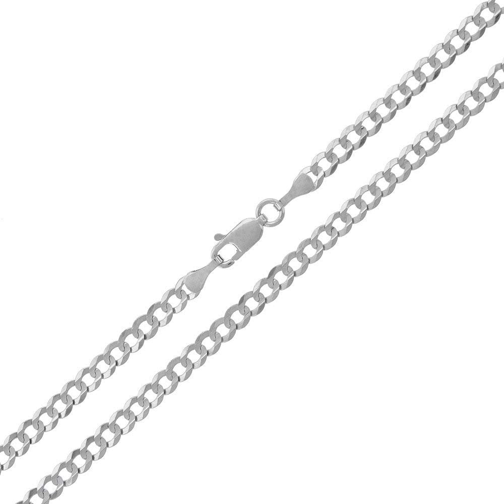14K White Gold 3.5mm Solid Cuban Chain Necklace O433943