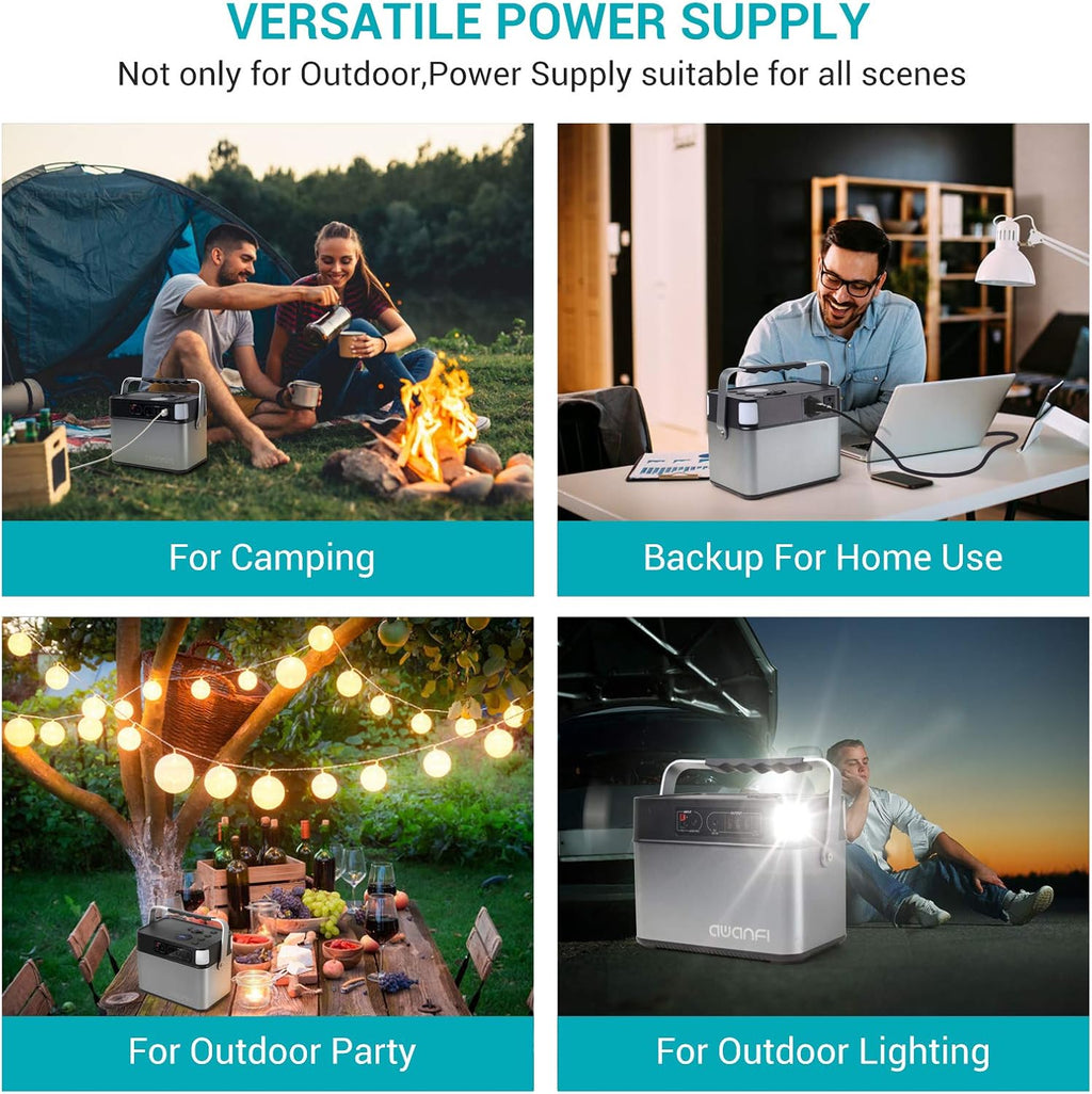 Portable Power Station 500W, 505Wh/140400mAh Pure Sine Wave Solar Generator with 2 AC Outlets, 12V DC, 3 USB, Emergency Light, Lithium Battery J158702