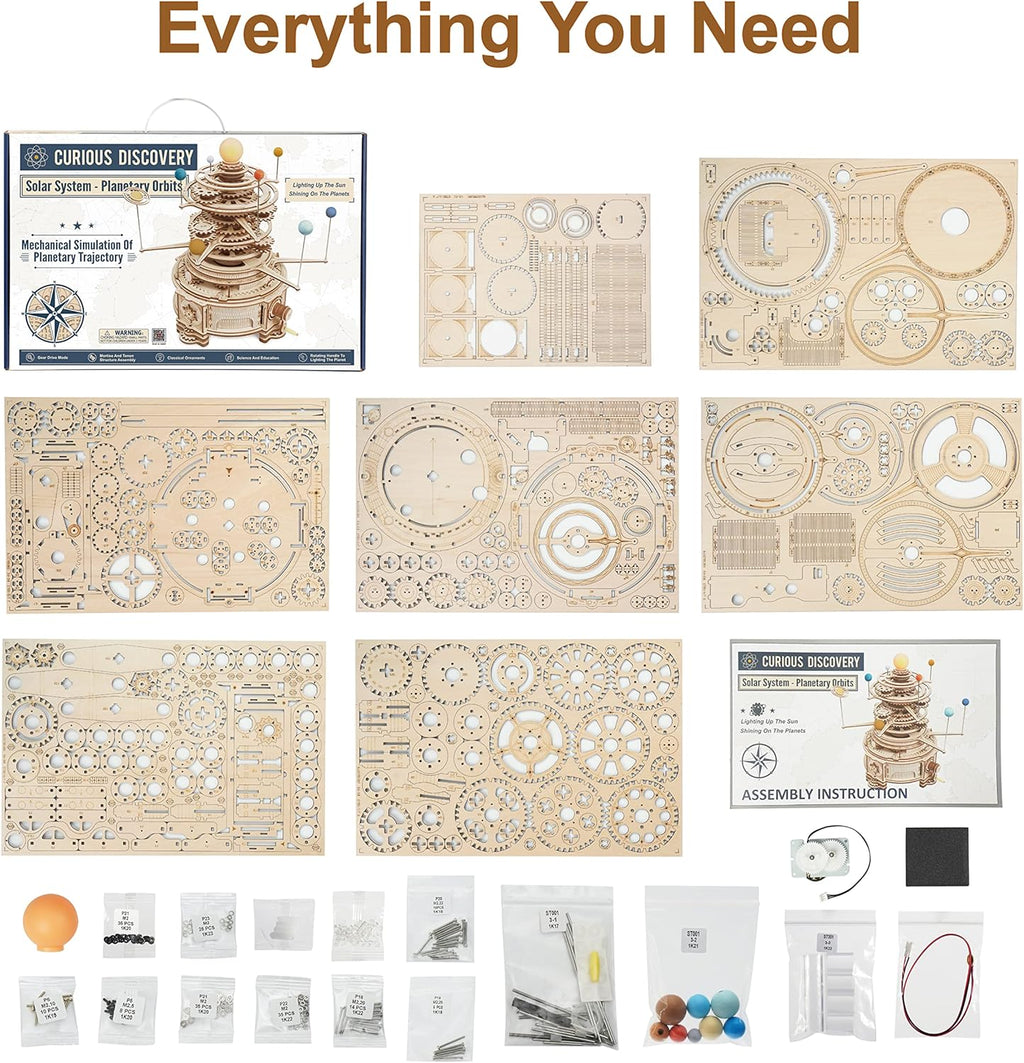 3D Wooden Puzzle Solar System Model Kit Mechanical Orrery Craft Kits Pack of 2 H96235