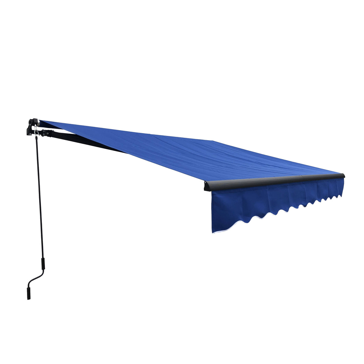 13 x 10 ft. Black Frame Retractable Patio Canopy Awning Blue P874843