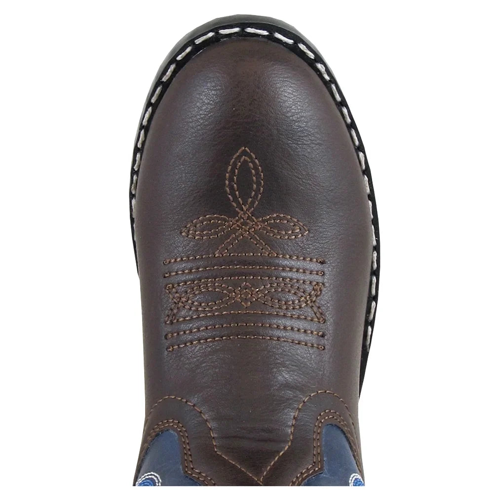 Brown/Navy Kids Western Boots D15788