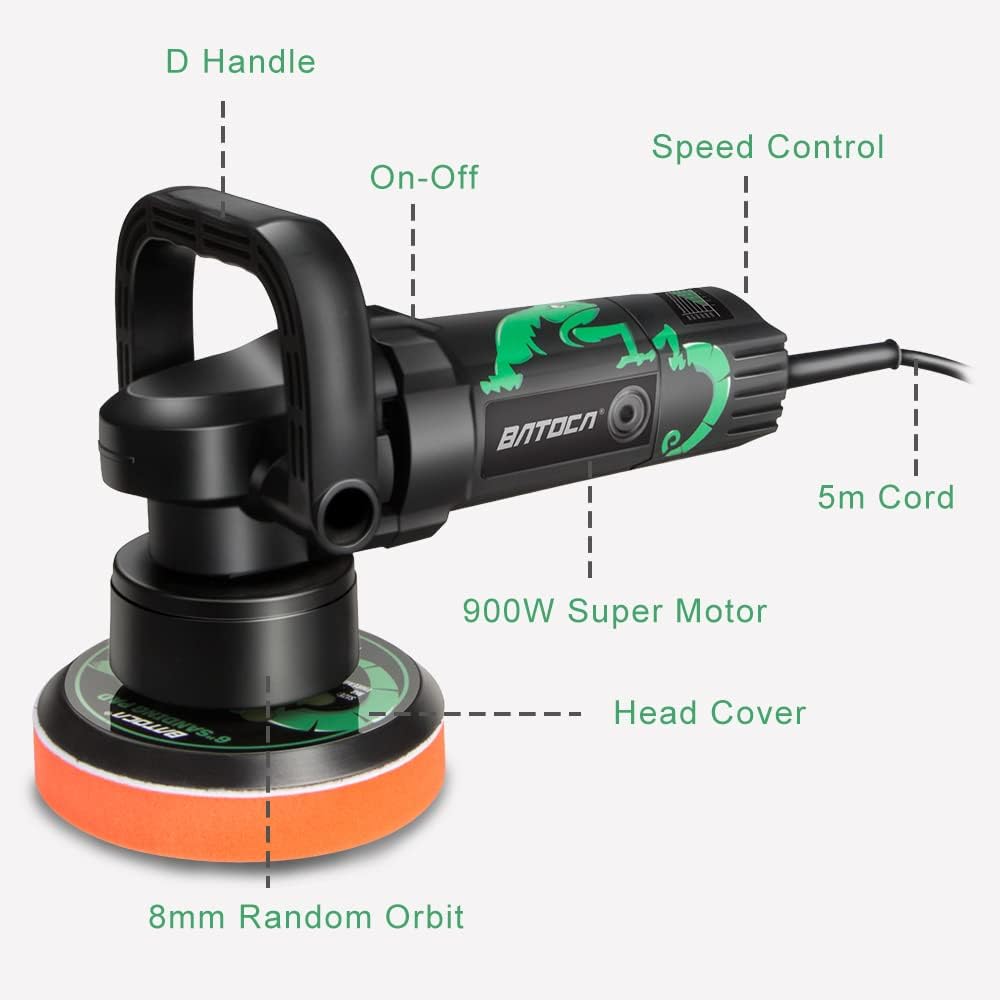 Dual Action Random Orbit Car Polisher, 6 inch, 6800 RPM R40412