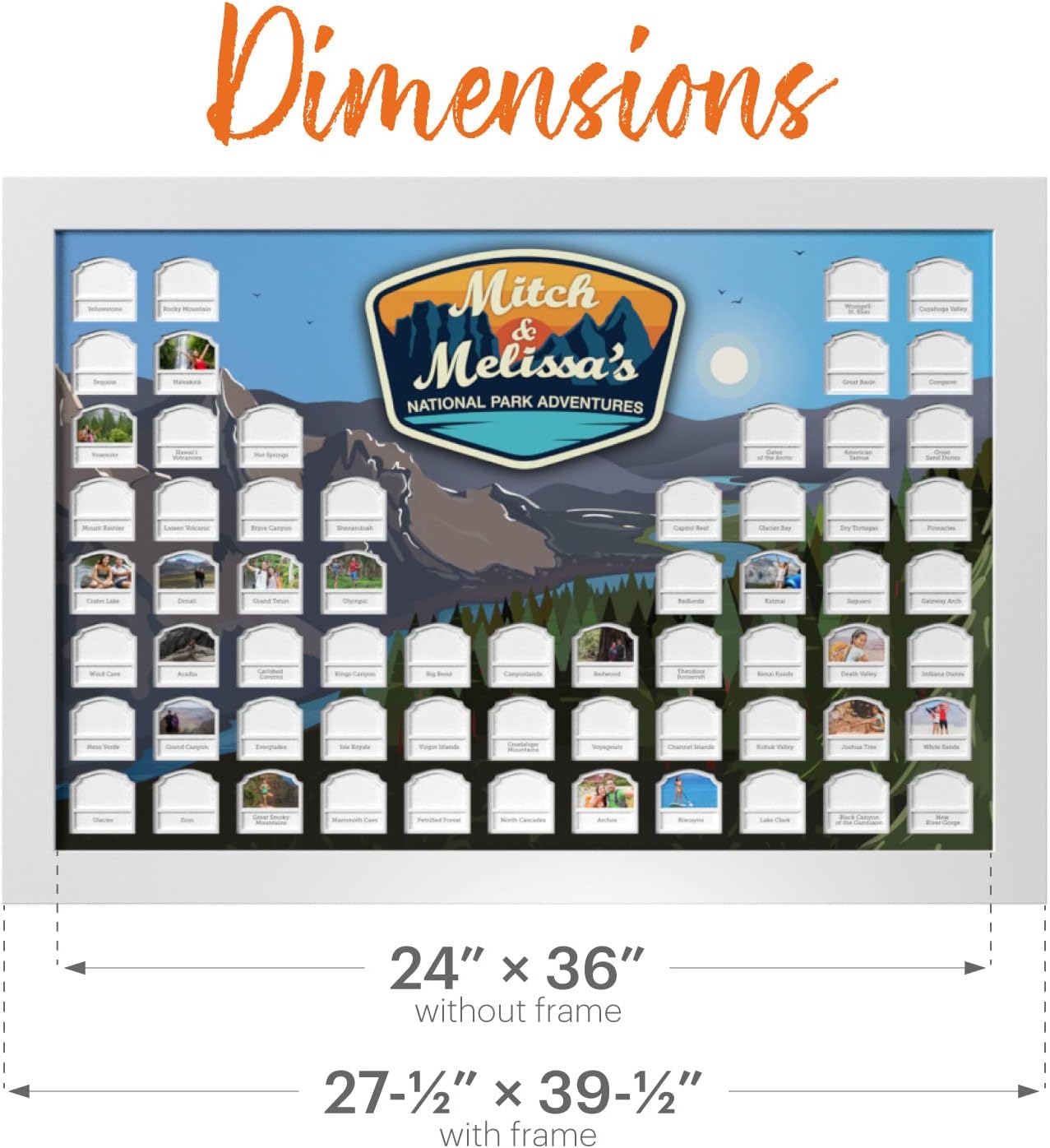 Personalized USA National Parks Photo Map (White Frame) Q561