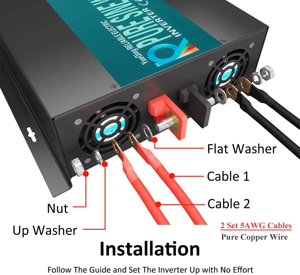 2000W Pure Sine Wave Inverter DC 12V to AC 110V 120V Converter with Wireless Remote Control M680979