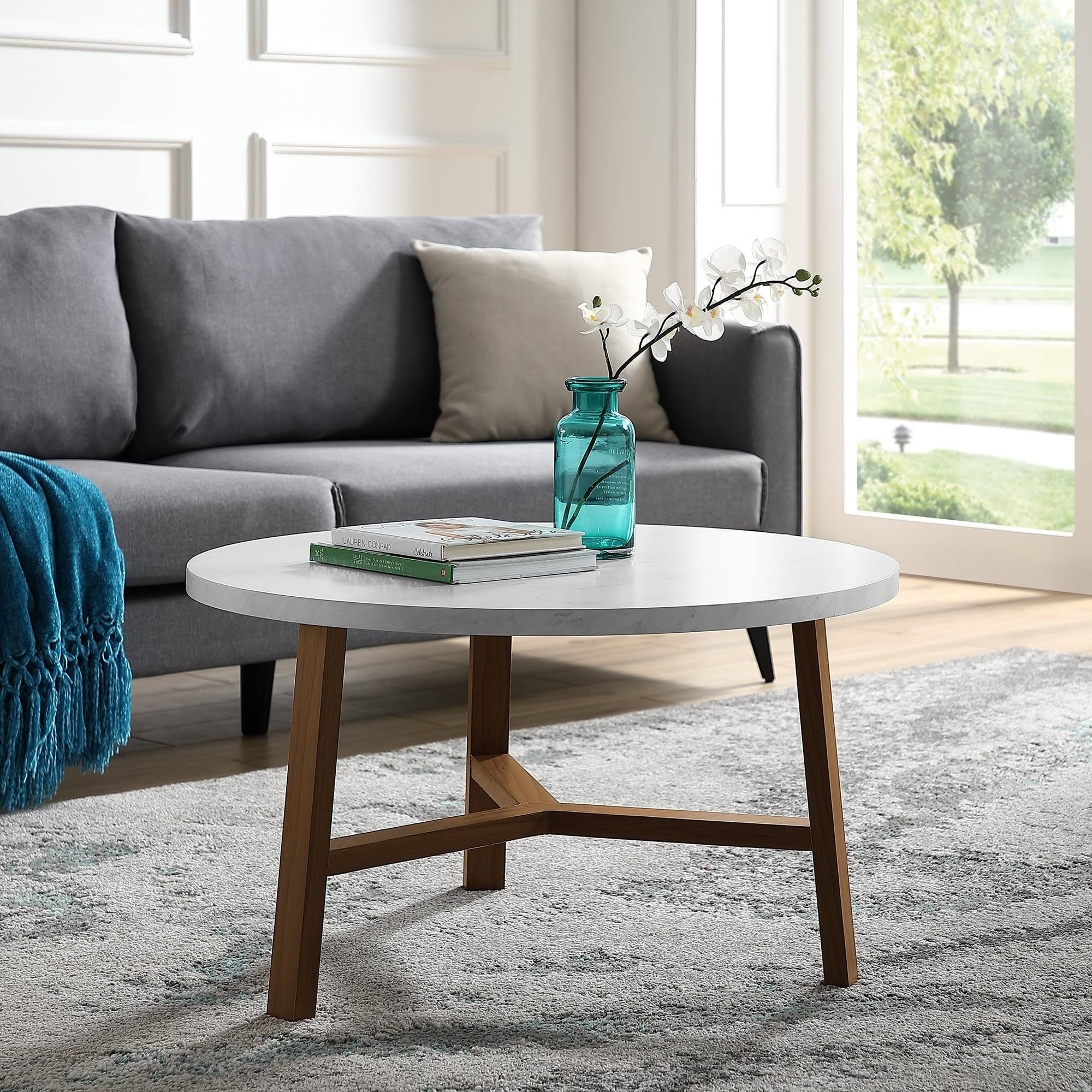 Round Faux Marble Top Coffee Table I391