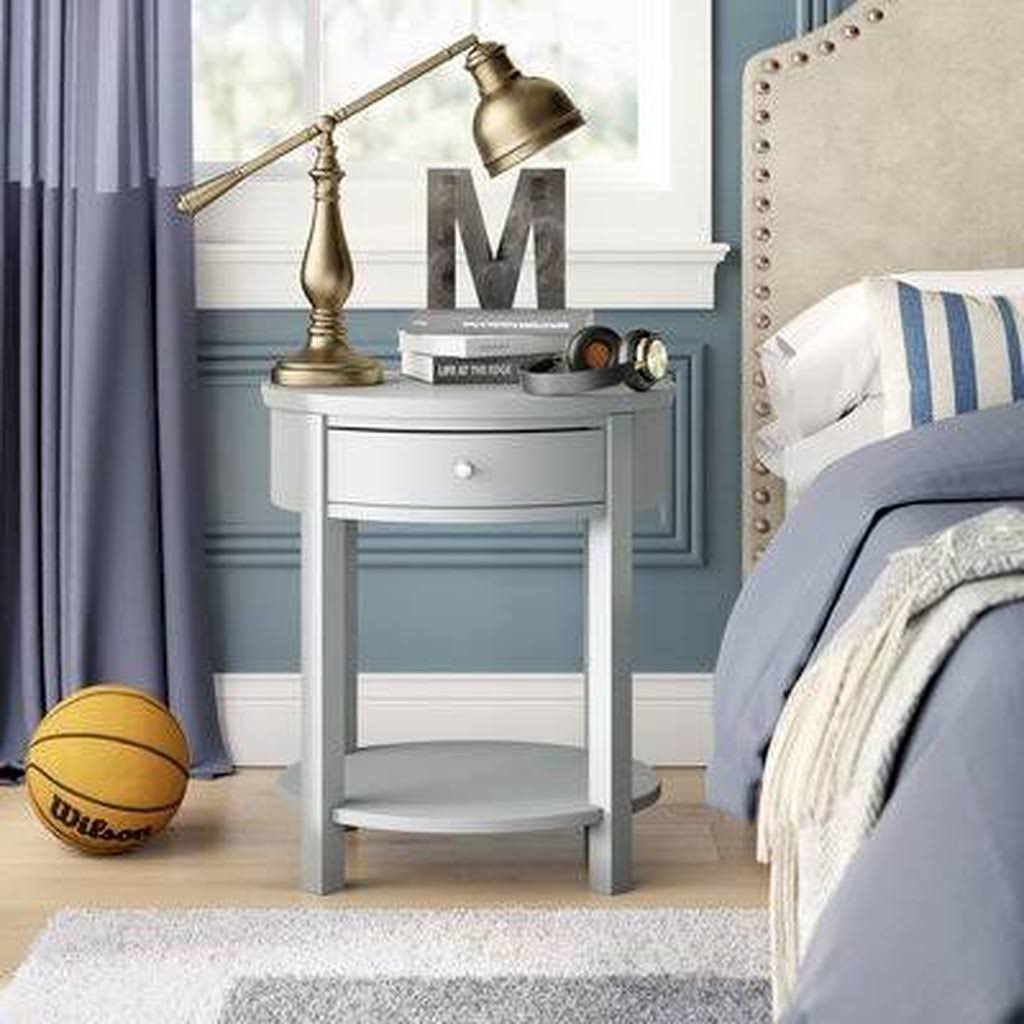 Gray End Table with Storage L6356