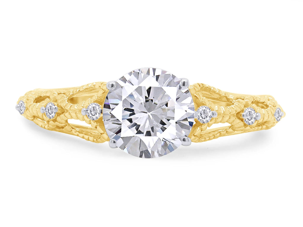 Twisted Solitaire Engagement Ring In 14K Yellow Gold Over Sterling Silver U503