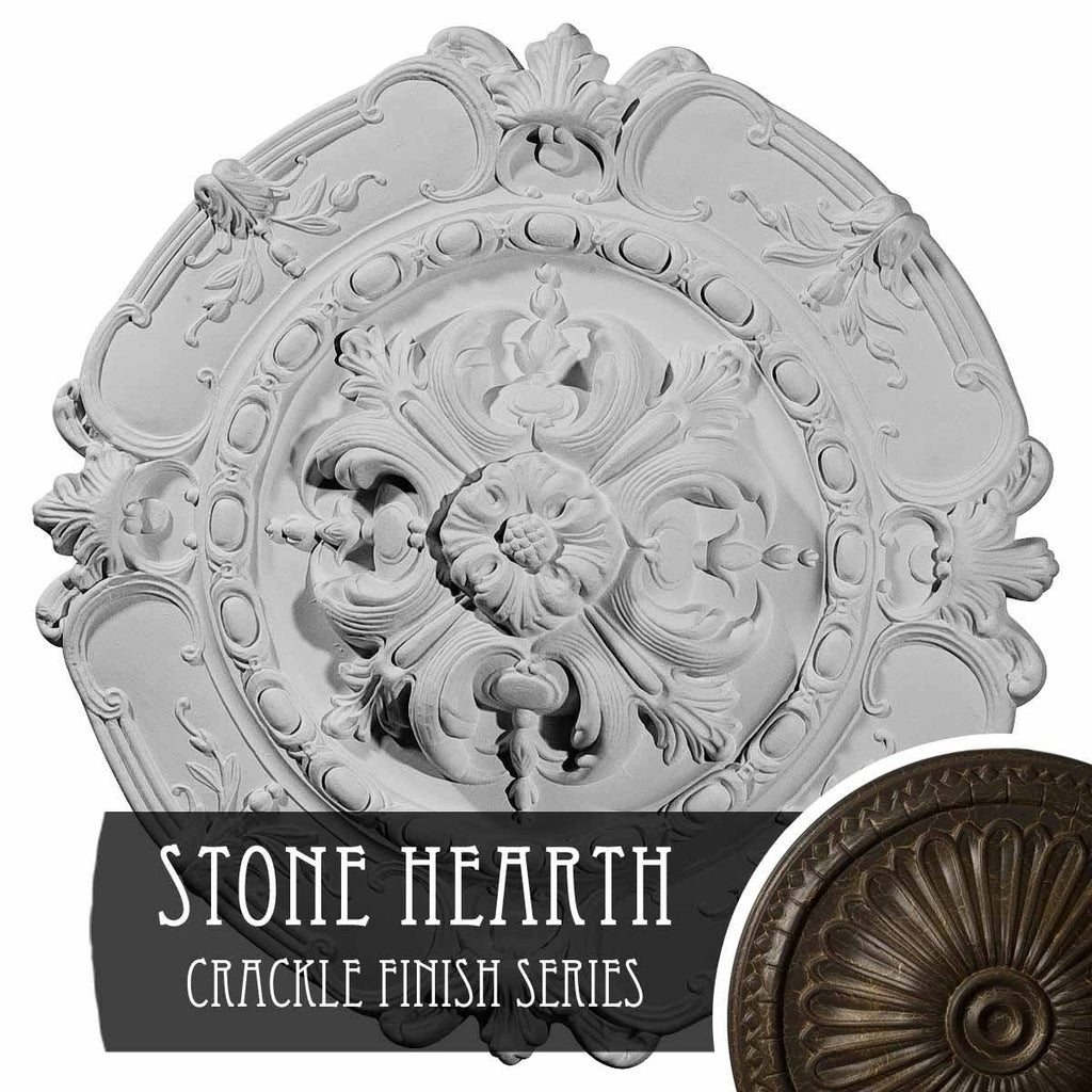 Hand-Painted Stone Hearth Crackle Ceiling Medallion I84729