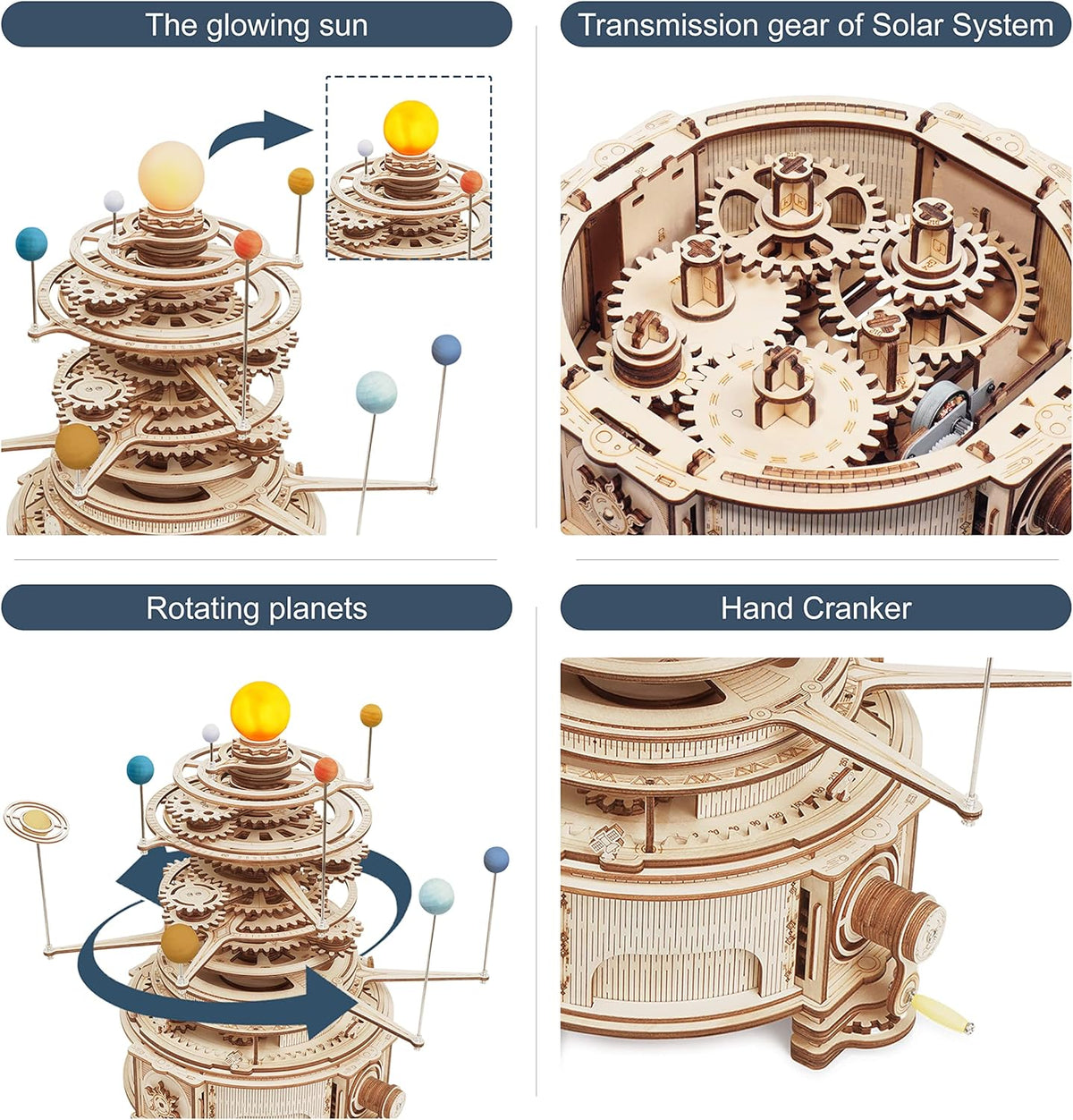 3D Wooden Puzzle Solar System Model Kit Mechanical Orrery Craft Kits Pack of 2 H96235