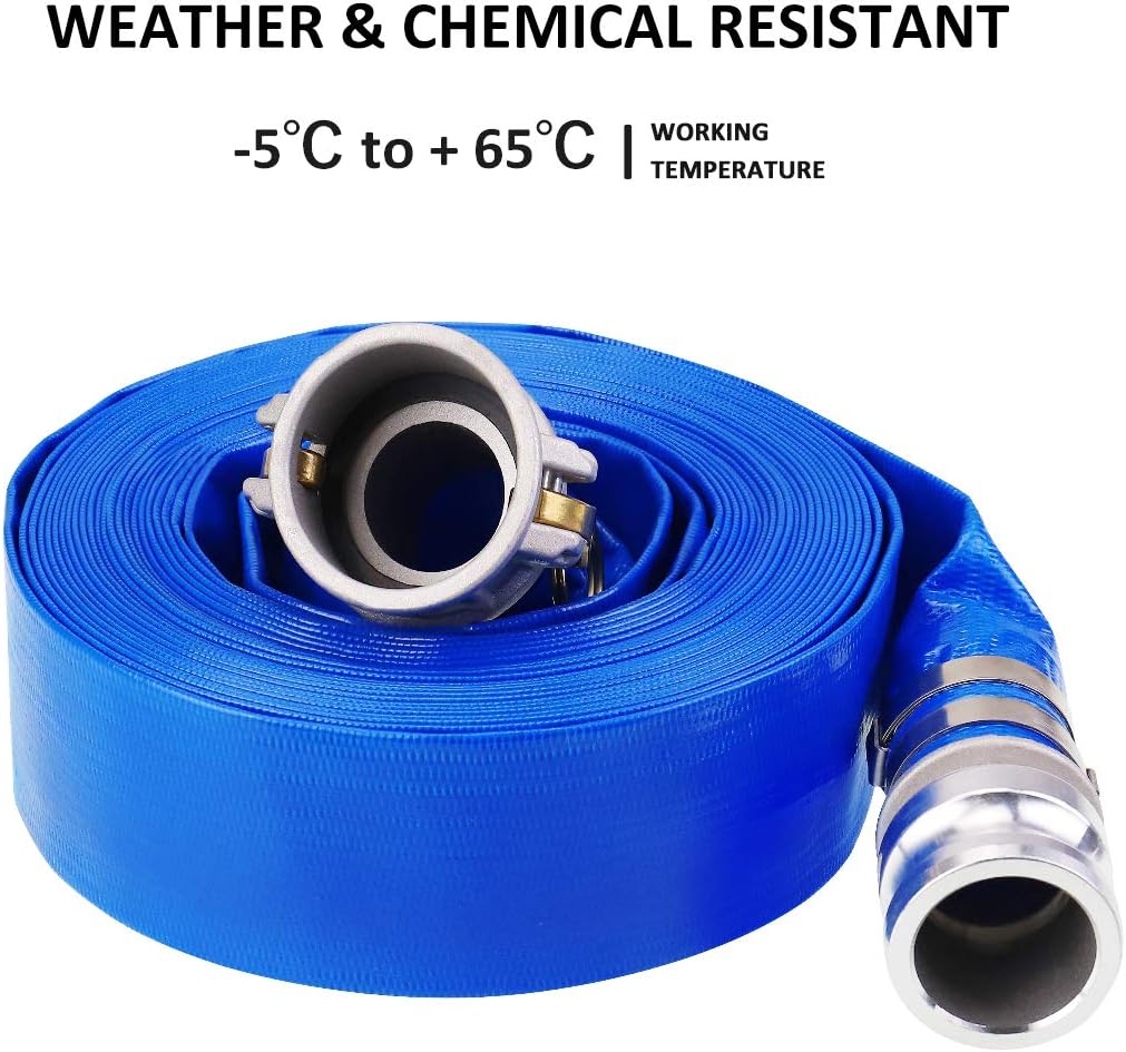 1.5 x 100' Blue PVC Heavy Duty Discharge Hose with Camlock C and E Fittings C419