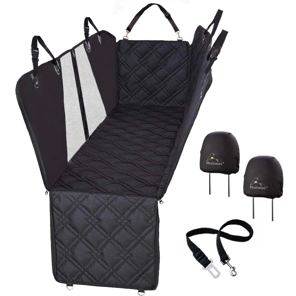 Black XL Dog Seat Covers with Mesh Design Q7370