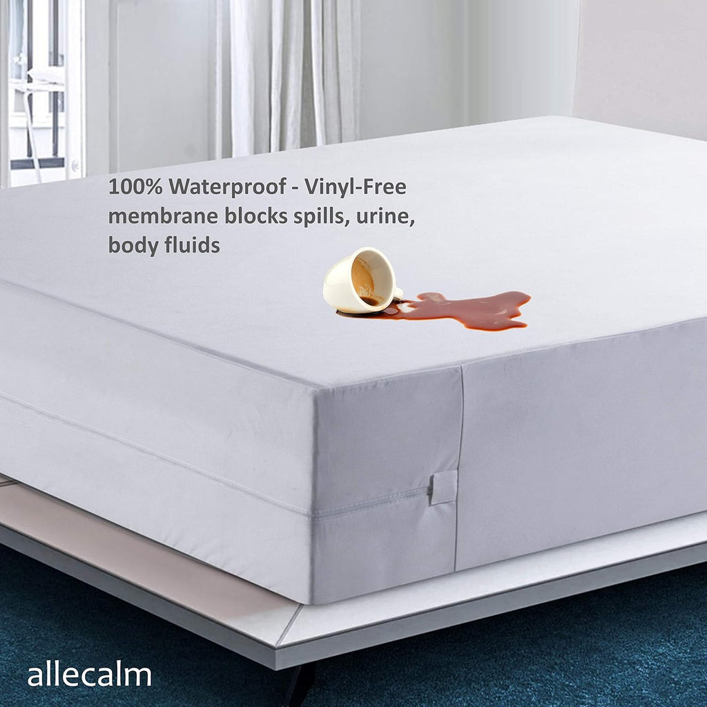 Zippered Waterproof Mattress Encasement Full Size with Cotton Top Pad Cover L11422