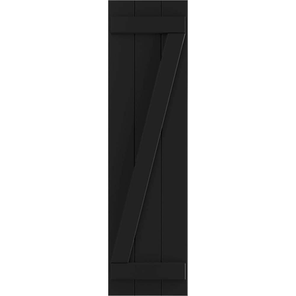 Black PVC Board-n-Batten Shutters with Z-Bar O645