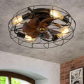 20'' Flush Mount Low Profile Caged Bladeless Ceiling Fan with Lights and Remote Control Y42663