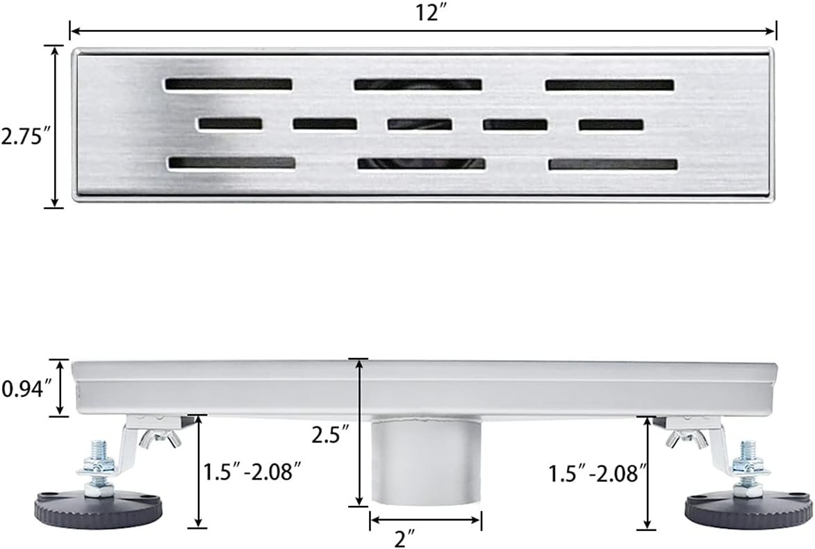 24 inch Linear Brushed 304 Stainless Steel Shower Drain M592319