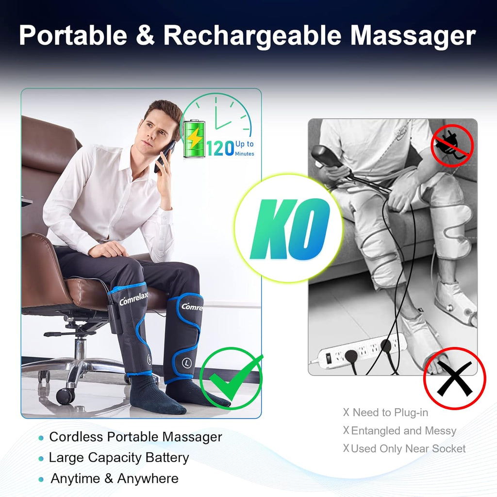 Portable Rechargeable Leg Massager with Heat Air Compression L991