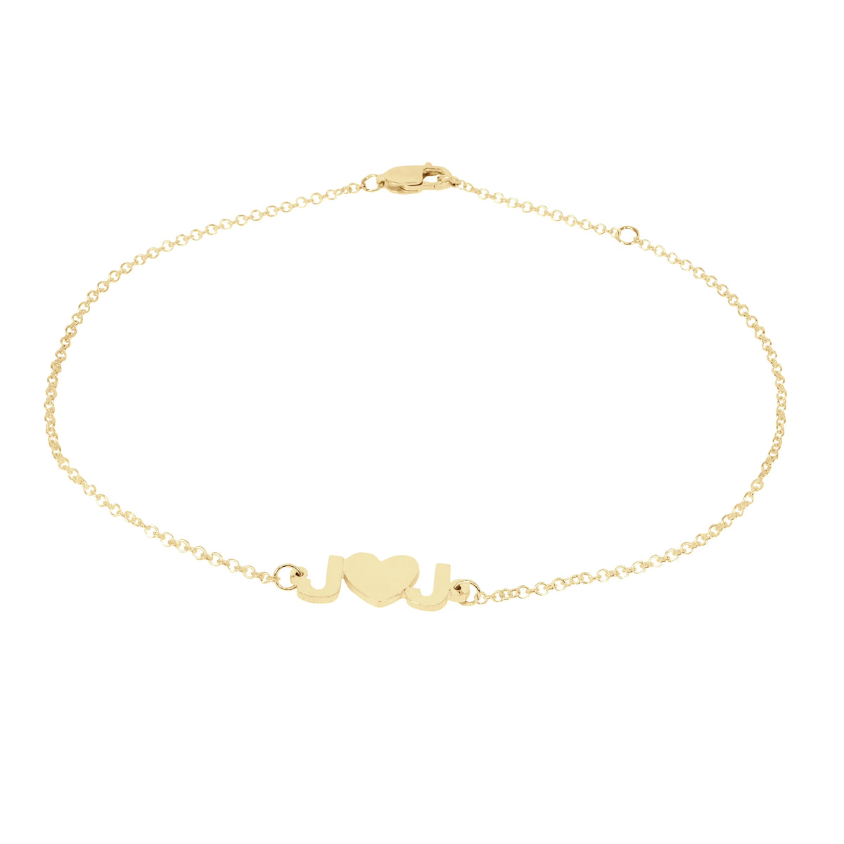 14Kt Gold Plated Sterling Silver Mini Initial Heart Anklet O712426