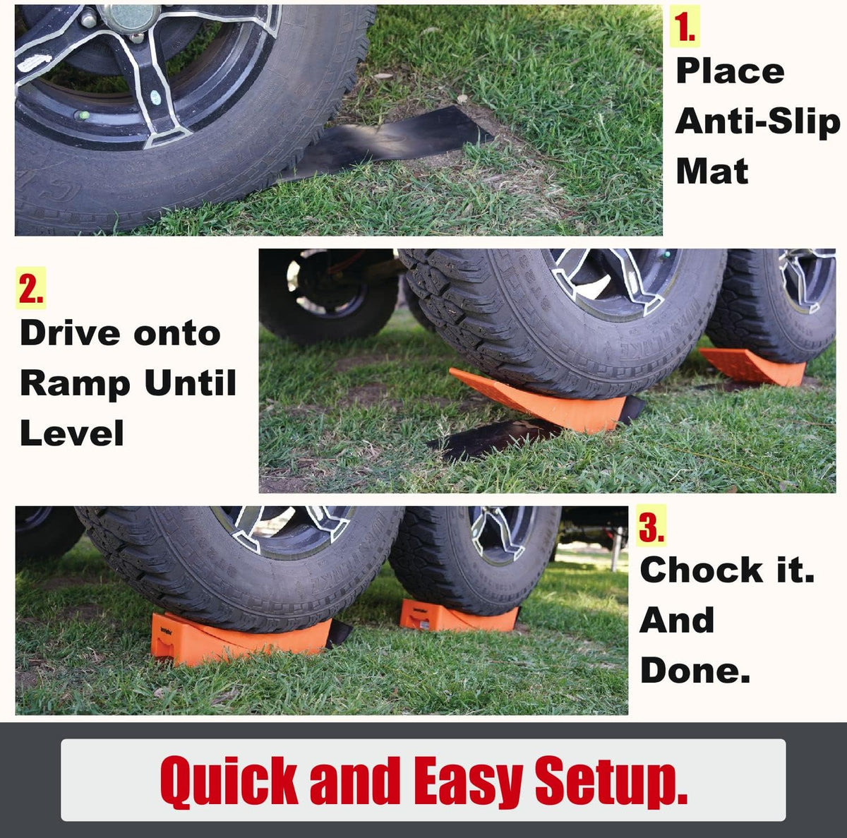 2 Pack Camper Leveler with Non-Slip Mats and Carrying Bag H1174