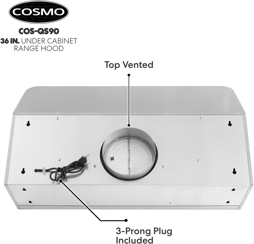 Under Cabinet Range Hood, 500 CFM, 36 in., Stainless Steel W266243