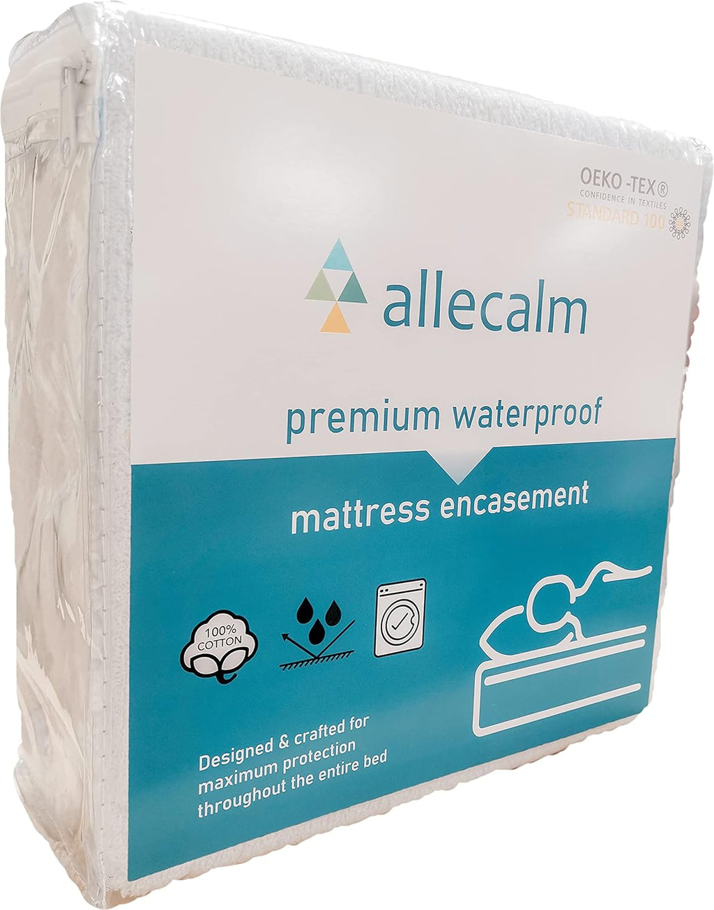Zippered Waterproof Mattress Encasement Full Size with Cotton Top Pad Cover L11422