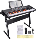 61 Key Electric Keyboard Piano with Stand, Built-in Dual Speakers, Microphone, Headphone & Display Panel Y8513