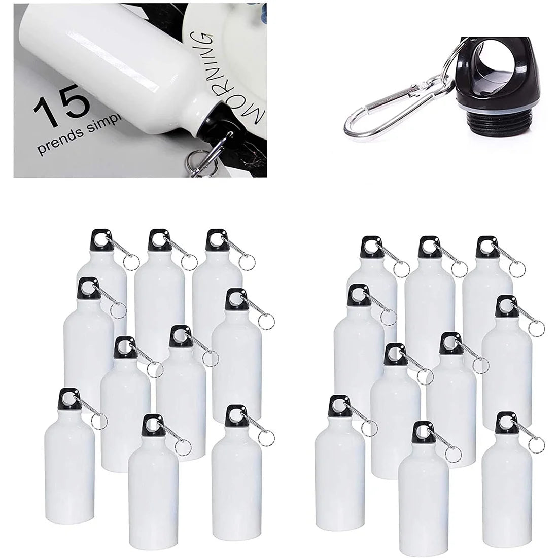 50pcs 500ml Aluminium Water Bottle White W6790