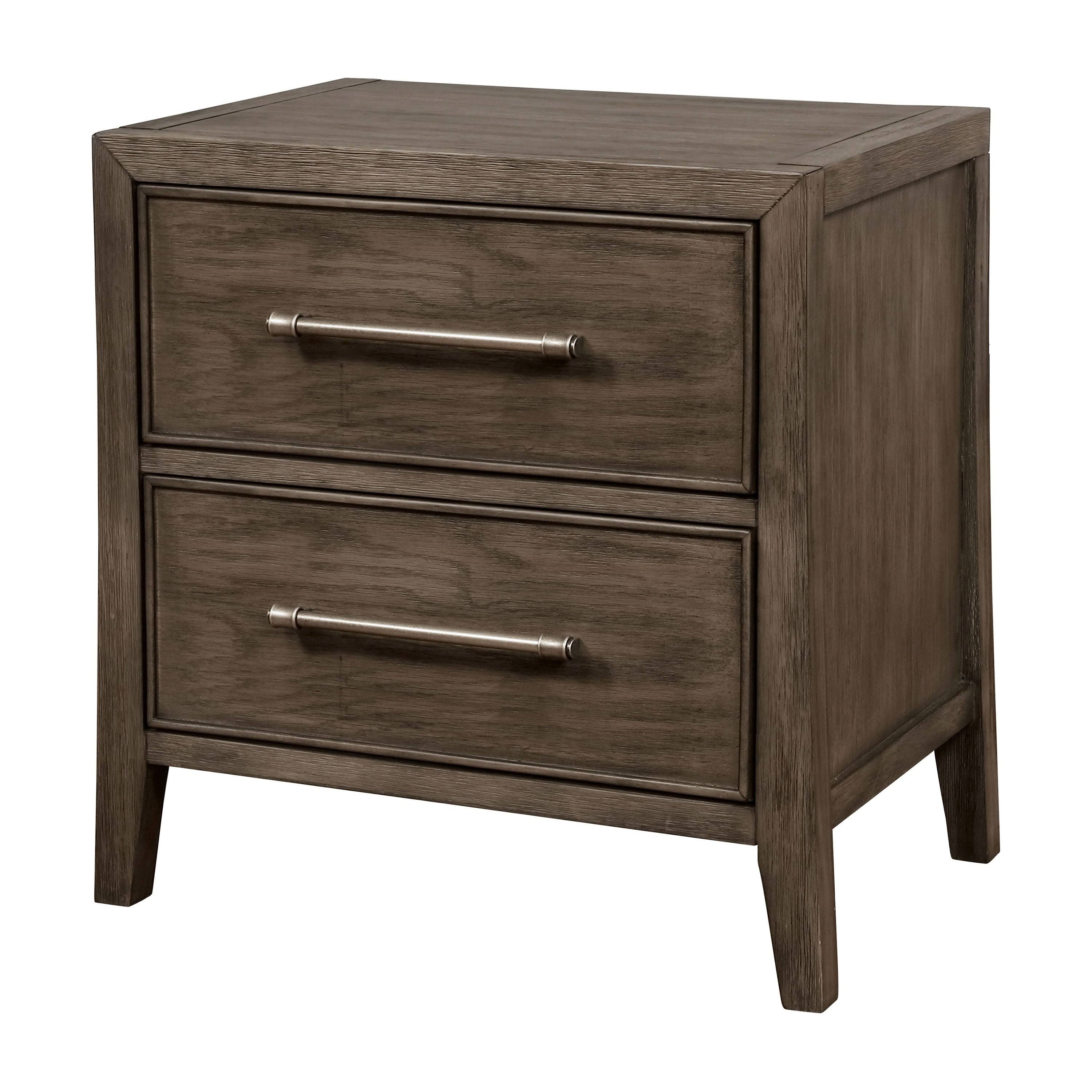 Grey Solid Wood 2-Drawer Nightstand Y738