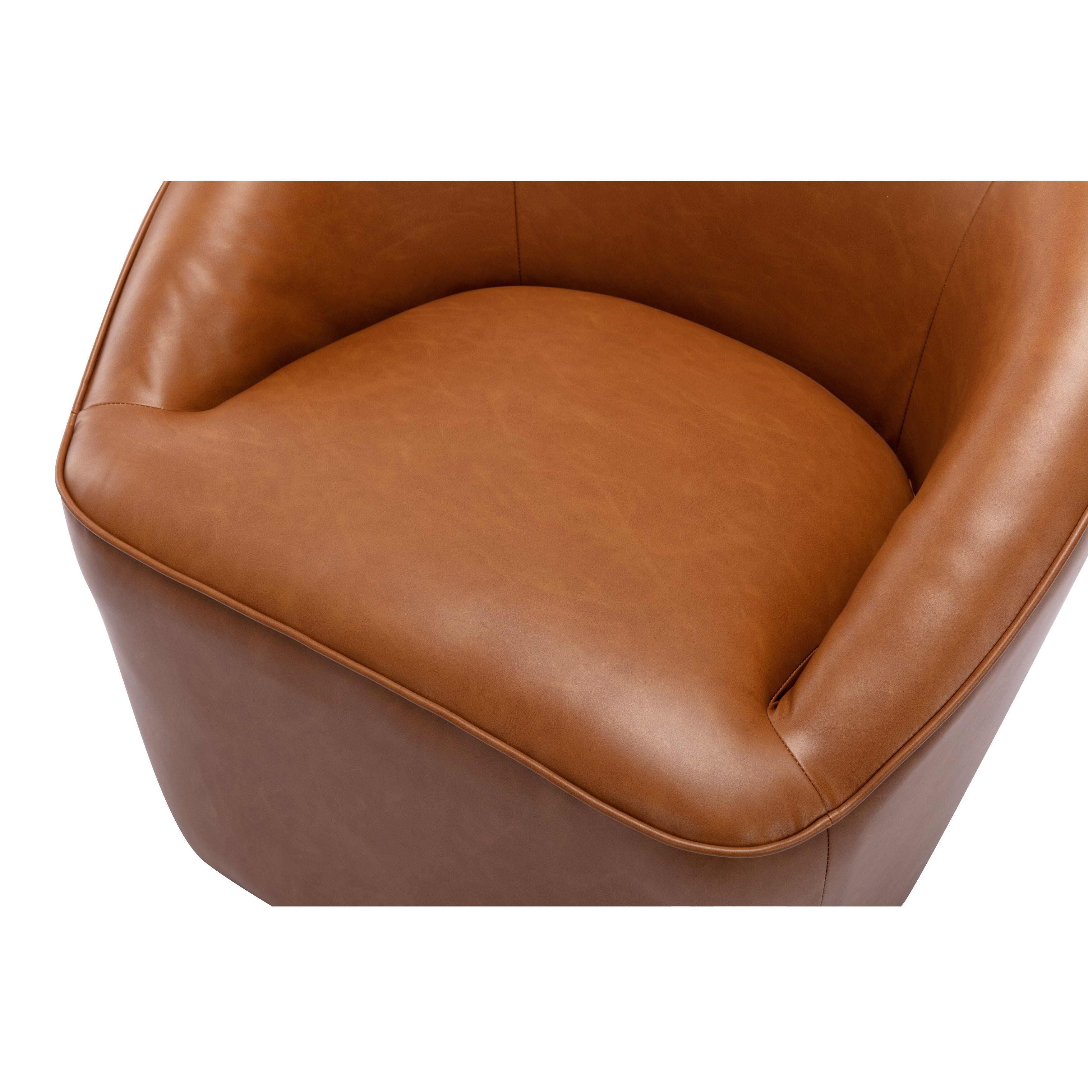 Camel Faux Leather Barrel Swivel Chair S910