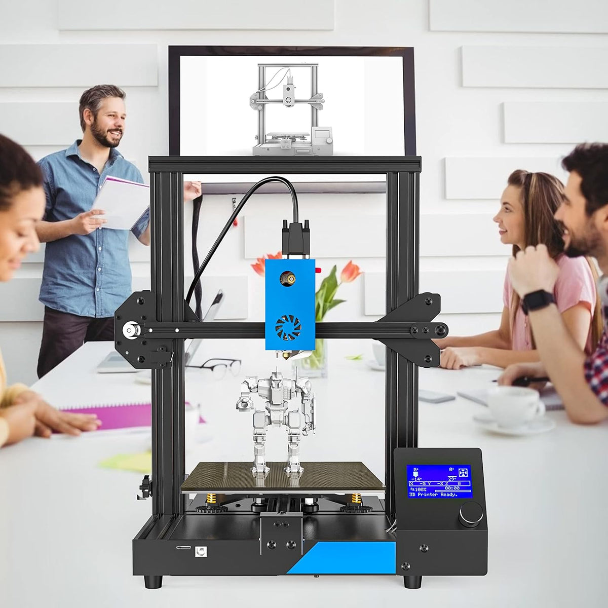 3D Printer with Carborundum Glass Platform, 9.2x9.2x10.8in Q99606
