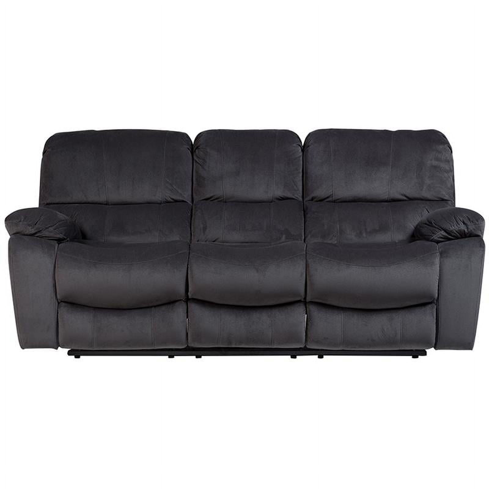 Steel Gray Plush Reclining Sofa R2171