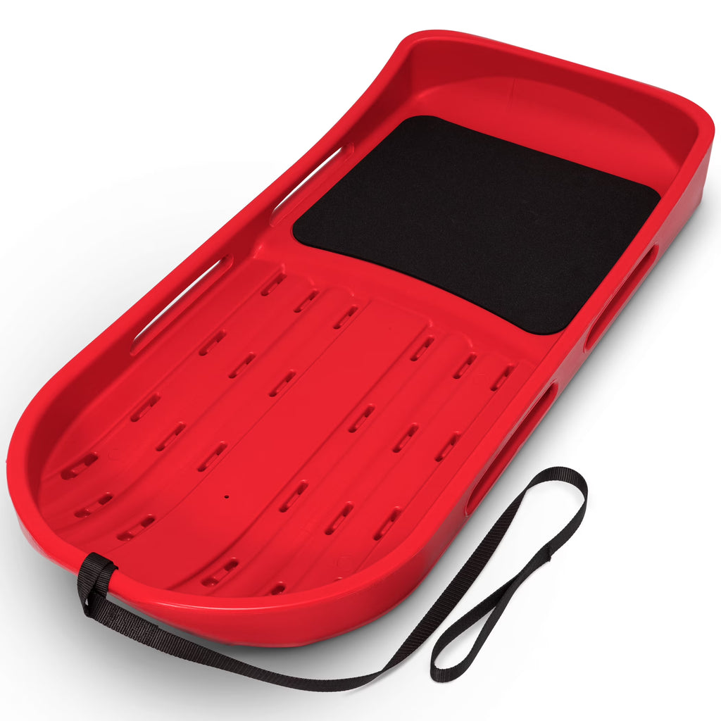 Red Snow Sled with Pull Strap and Padded Seat H599