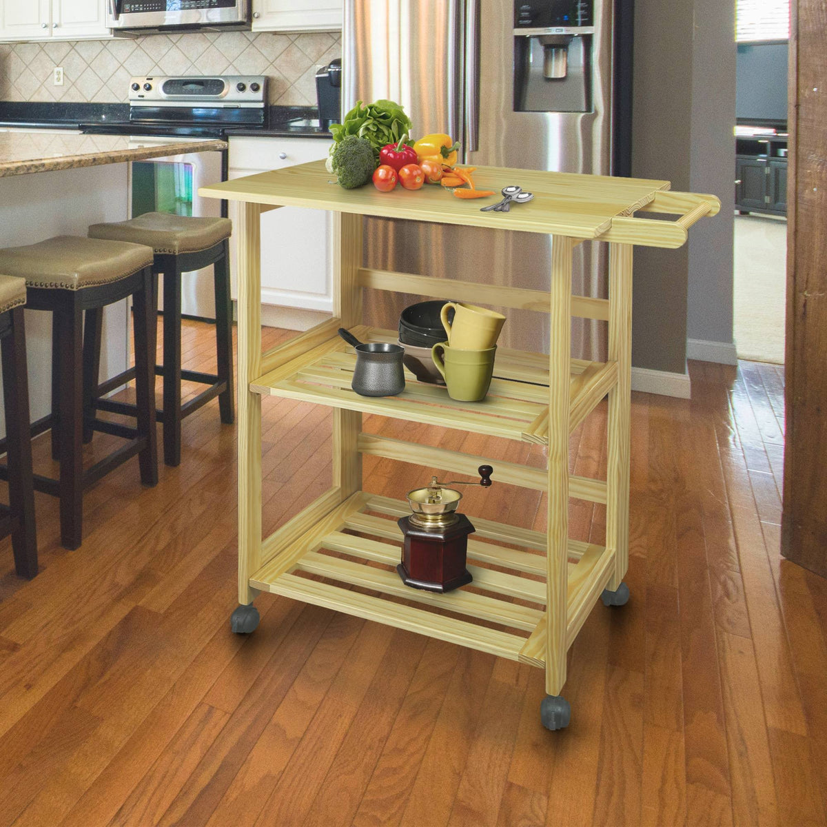 Folding Kitchen Cart with Two Shelves X967485