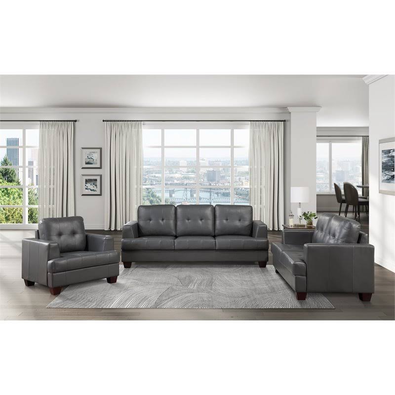 Faux Leather Loveseat in Gray J60546