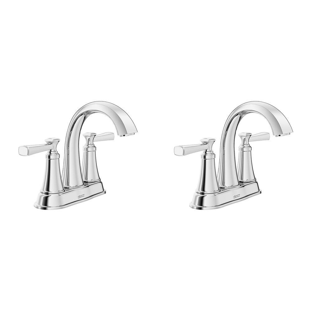Polished Chrome 4 in. Centerset Double Handle Bathroom Faucet (2-Pack) J369353
