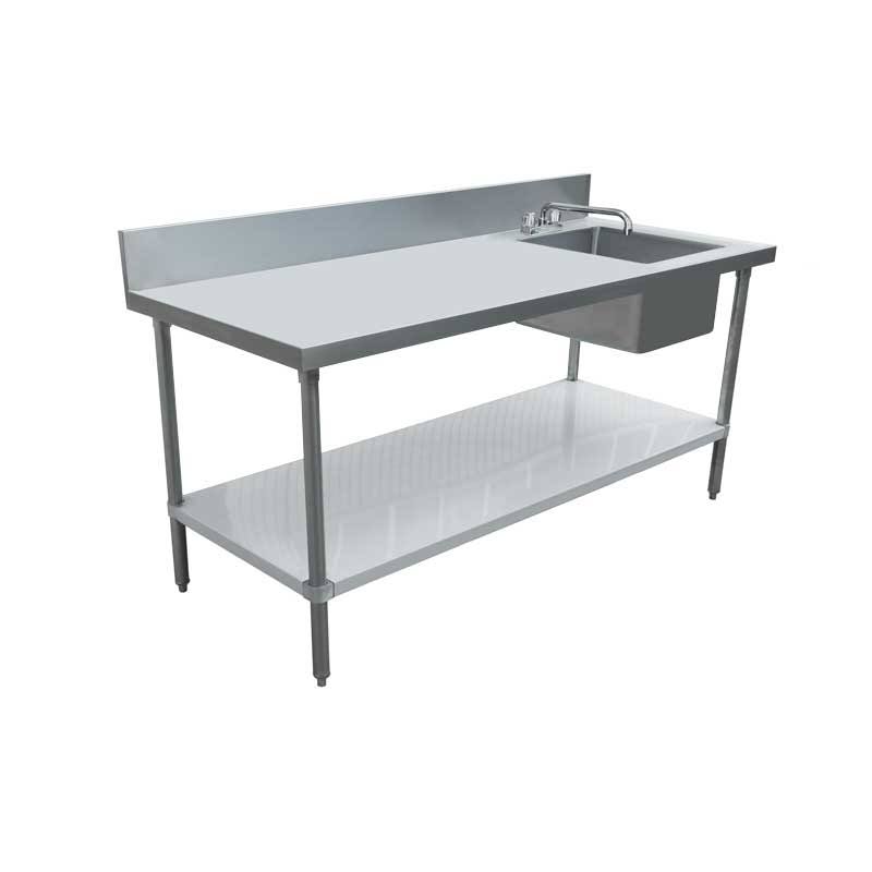 Stainless Steel Table with Right Sink and Backsplash X23117