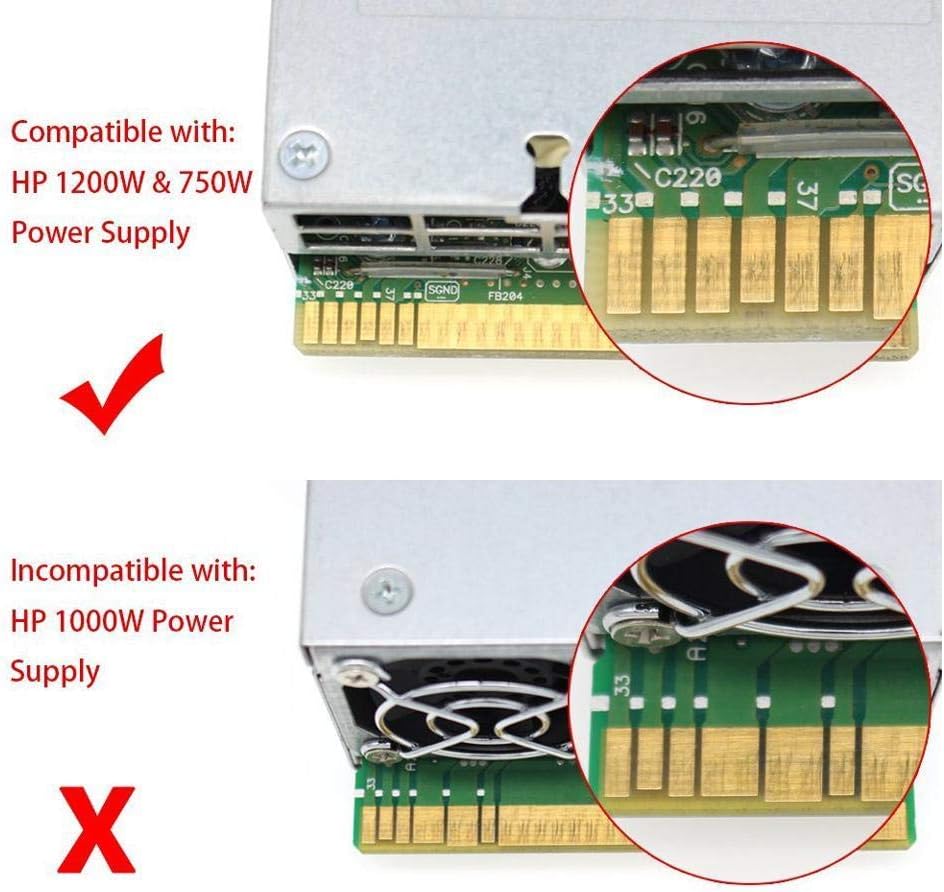 1200W/750W Server PSU Power Supply Unit with GPU Breakout Board Adapter and 12pcs 6-Pin PCIe Cables, Pack of 2 F190226
