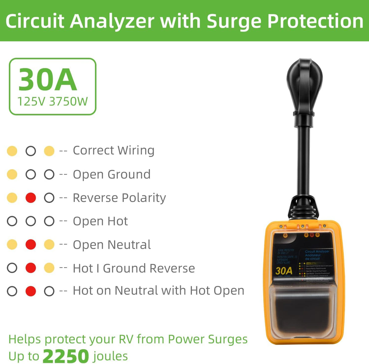 30 Amp RV Surge Protector with Waterproof Cover F8482