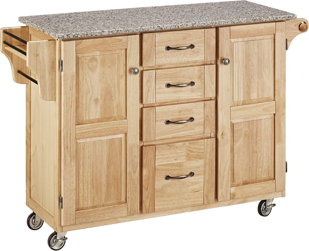 Cherry 2 Door Kitchen Cart with Granite Top F59094