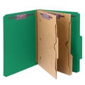 Green Pressboard Classification Folders with 2 Pocket Dividers, Letter size, Box of 10 E69486
