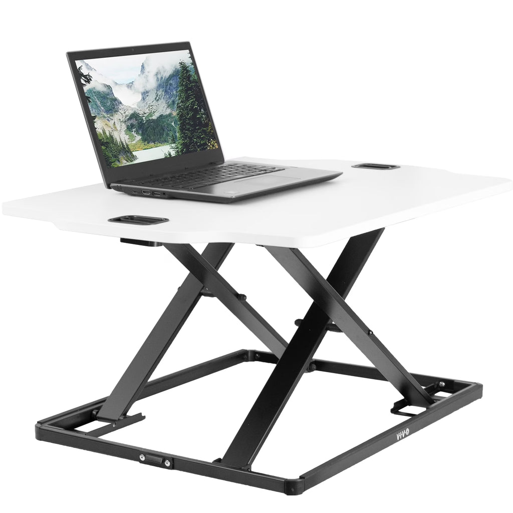 White Height Adjustable Standing Desk Monitor Riser E454096