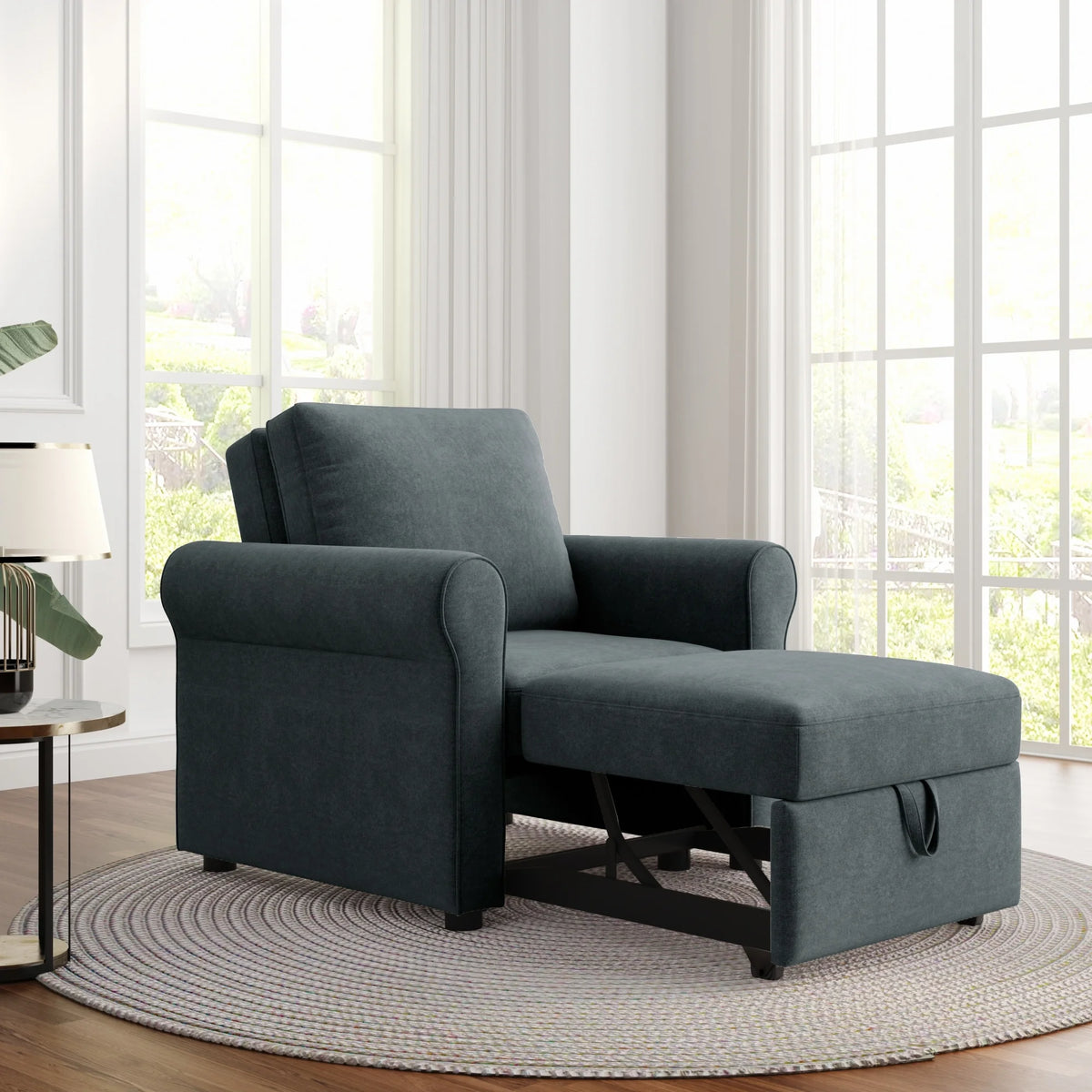 Dark Blue 3-in-1 Convertible Sofa Bed Chair S299